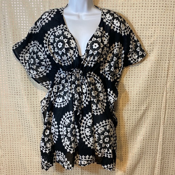 Echo Other - Echo Tunic Swim Cover Up Caftan Black & White